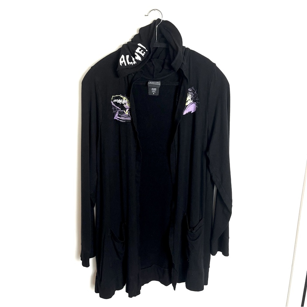 Universal Studios Monsters Hoodie Open Cardigan Womens XL Black Two Pocket